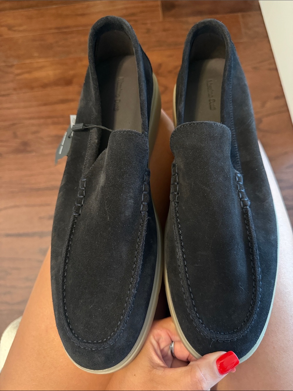 Massimo Dutti Men's Suede Slip-On Loafers in Charcoal